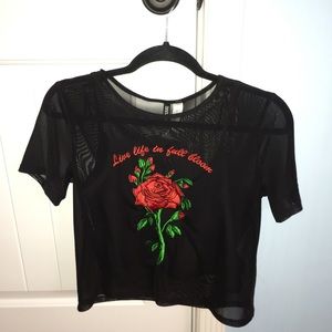 Side tie mesh crop top